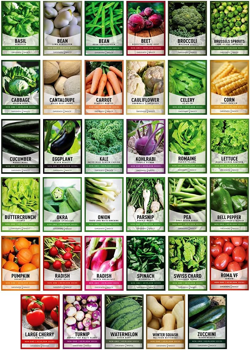 35-Variety Seed Vault Kit – Non-GMO Heirloom Seeds for Home Gardening and Emergency Preparedness